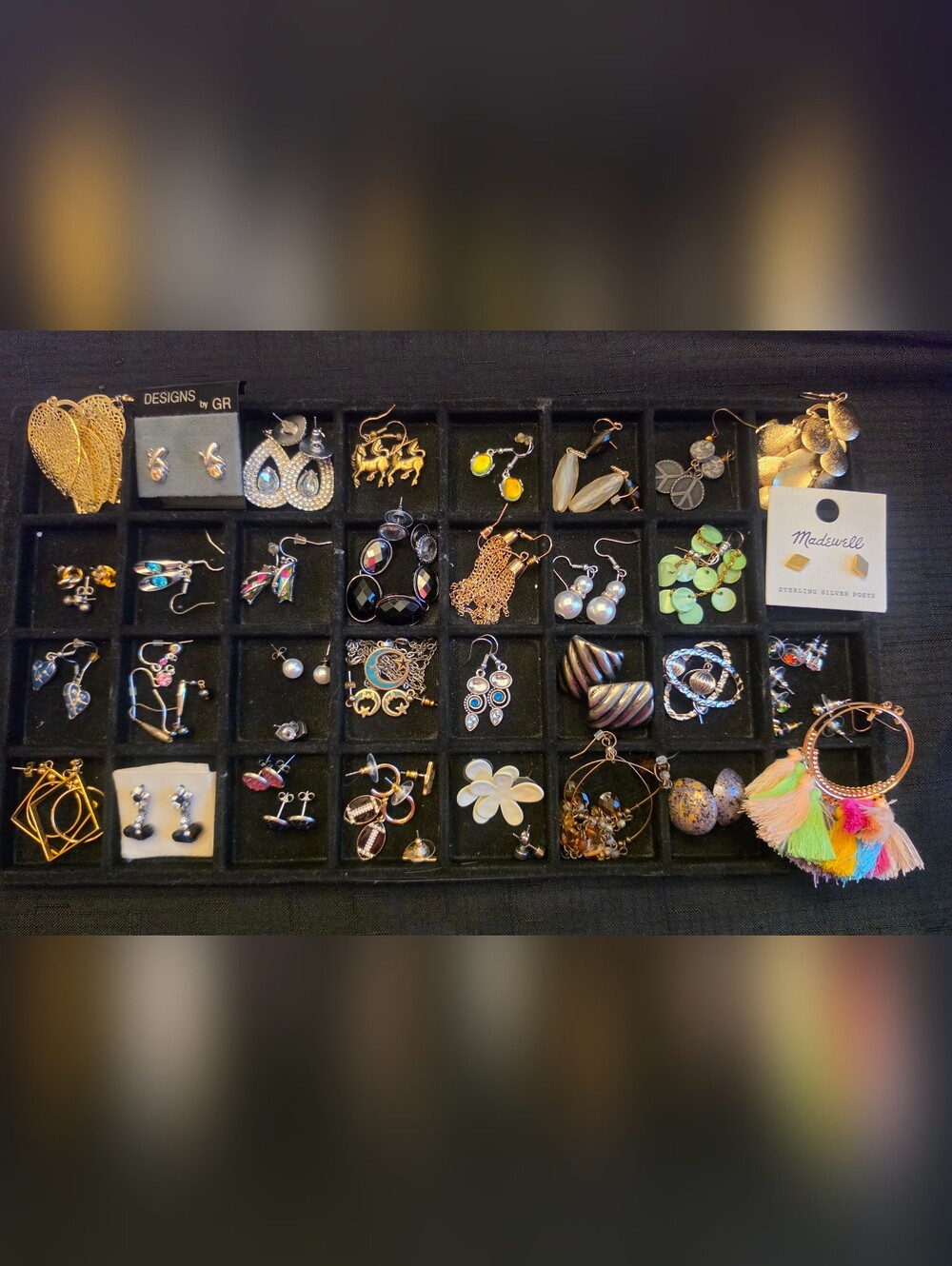 Assorted lot of over 40 pairs of pierced Earrings Variety Styles